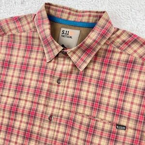 5.11 Tactical Shirt Men's XL Red Plaid Short Sleeve Button Lightweight Mesh Work